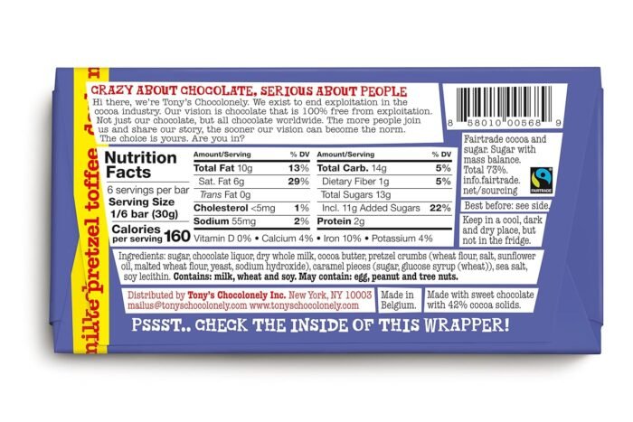 tony's chocolonely dark milk chocolate bar pack details image