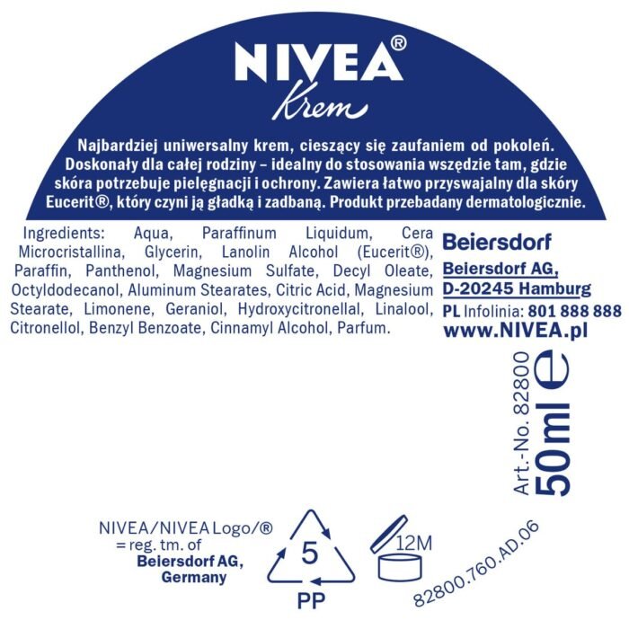 Nivea creme, 50ml pack details image