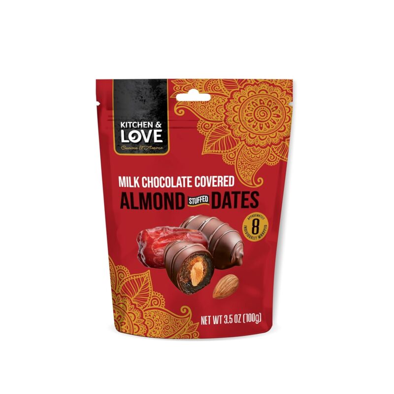 kitchen & love milk chocolate almond dates pack image