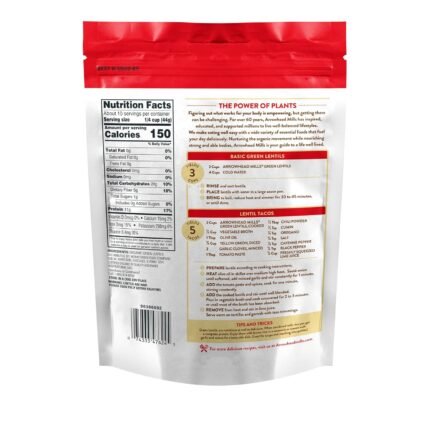 arrowhead mills green lentils pack details image