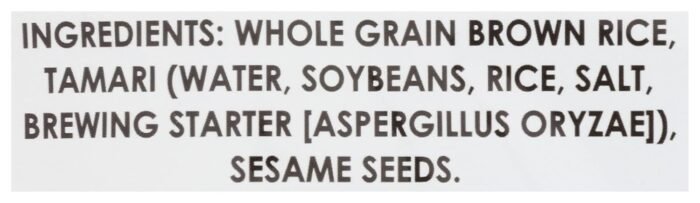 organic brown rice crackers tamari sesame ingredients details image