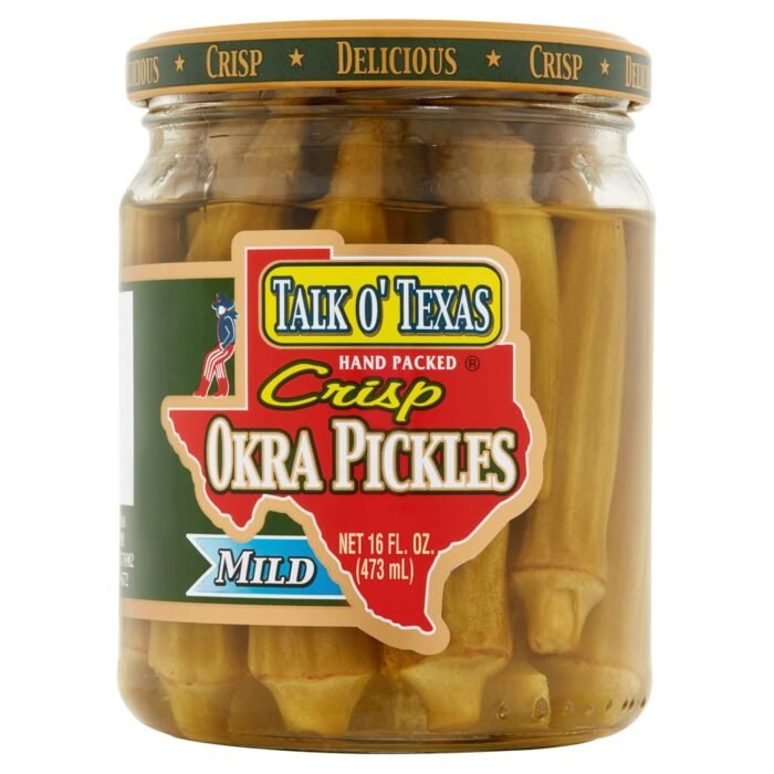 talk o texas mild pickled okra bottle image