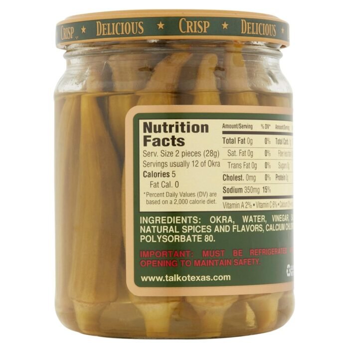 talk o texas mild pickled okra bottle details image