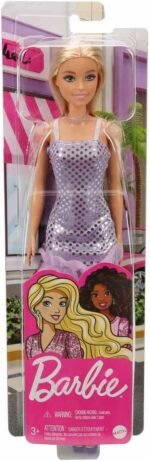 barbie in purple polka dot dress image