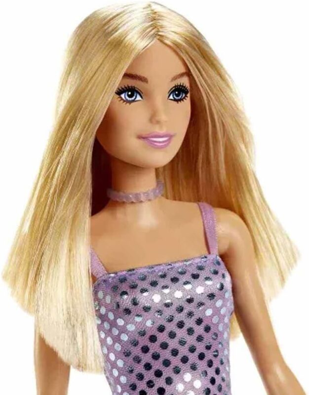 barbie in purple polka dot dress image