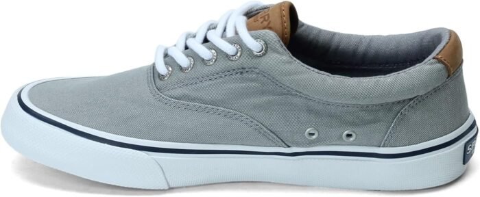 sperry mens striper sneaker salt washed grey shoe image