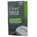 dove men care extra fresh body & face bar, 4 Oz, 6ct pack image