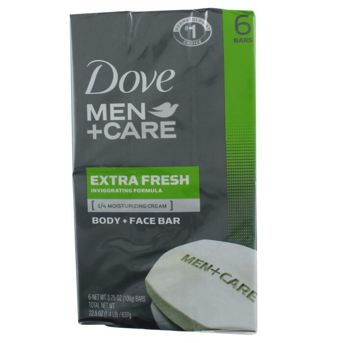 dove men care extra fresh body & face bar, 4 Oz, 6ct pack image