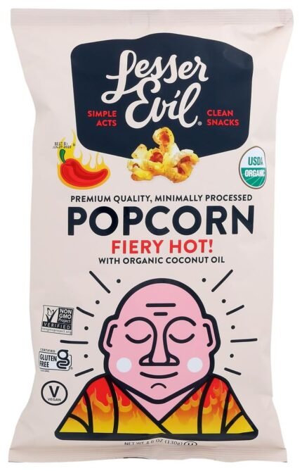 lesserevil fiery hot organic popcorn pack image