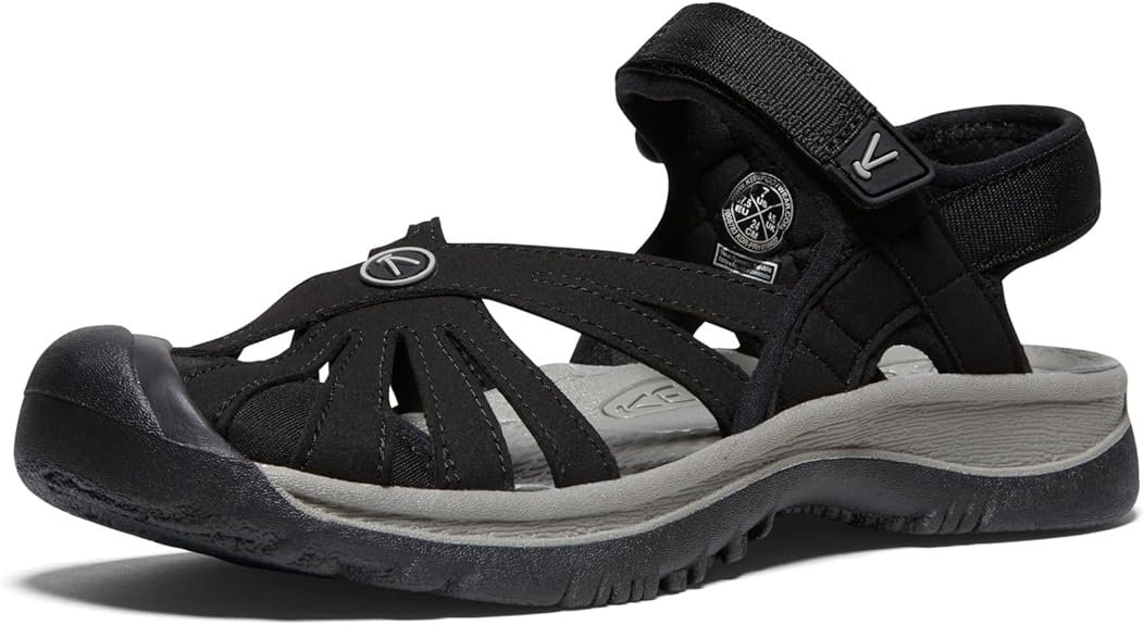 keen women's rose closed toe, black/neutral sandal image