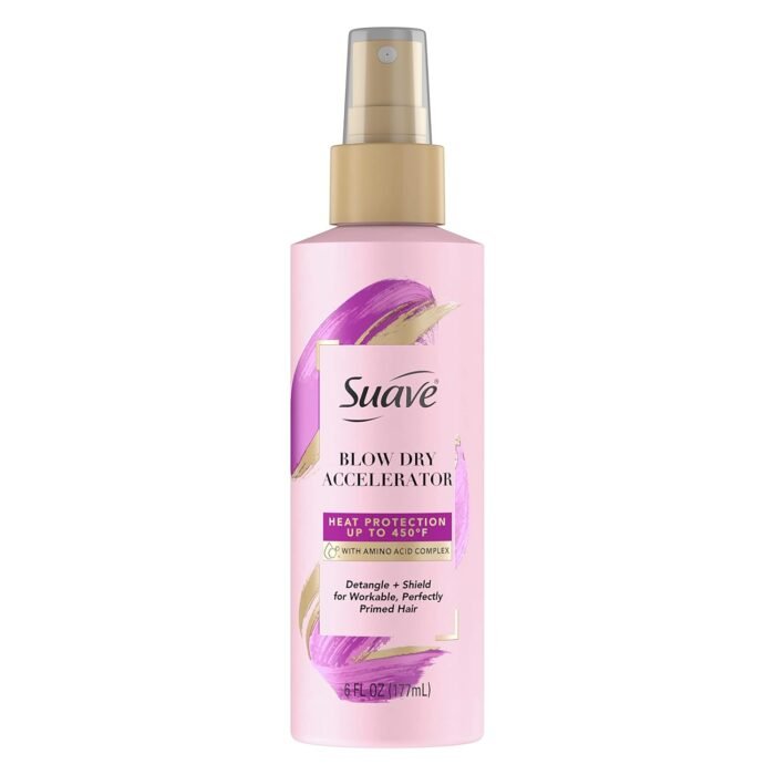 suave pink blow dry & heat protectant spray bottle image