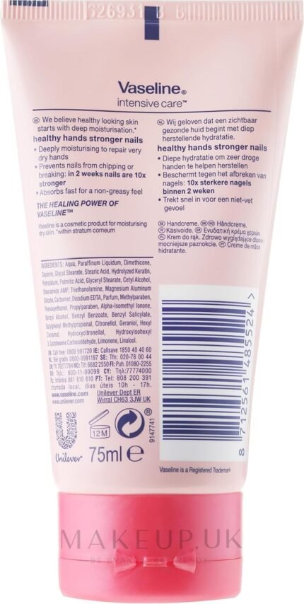 vaseline healthy hands & nails cream pack details image