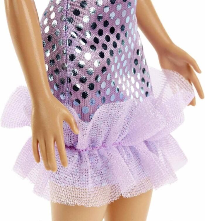 barbie in purple polka dot dress image