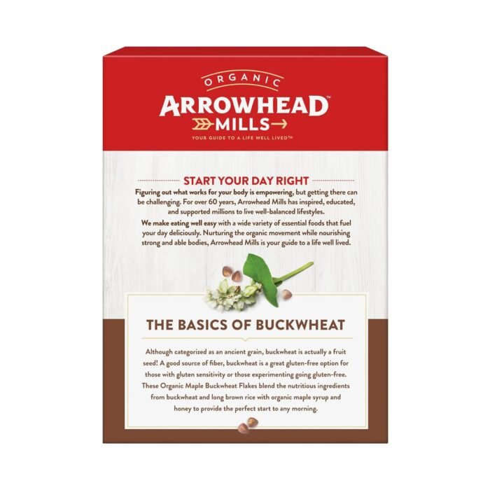 arroehead mills organic maple buckwheat flakes pack details image