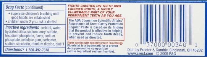 crest cavity protection toothpaste detail image