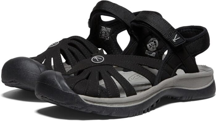 keen women's rose closed toe, black/neutral sandal image