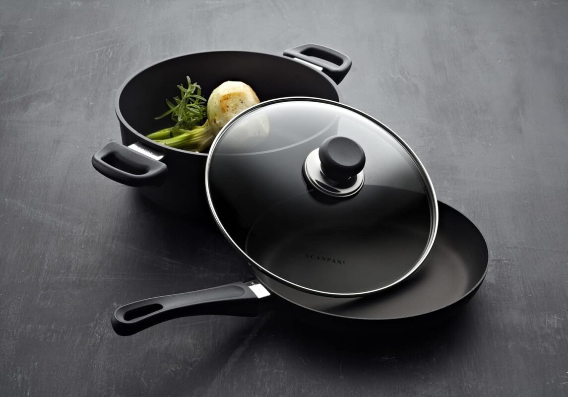 scanpan classic 9.5" stainless steel fry pan w/ glass lid image