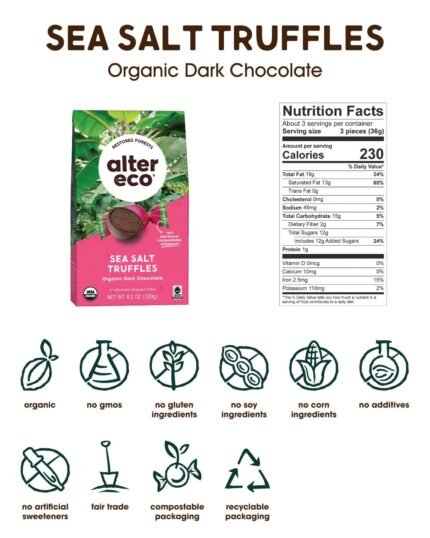 alter eco dark sea salt truffles cocoa pack details image