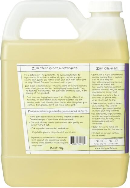 indigo wild zum clean lavendar laundry soap details image