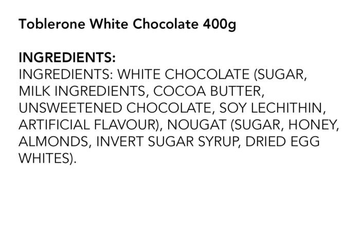 toblerone white chocolate pack details image