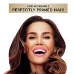 suave pink blow dry & heat protectant spray bottle perfectly primed hair