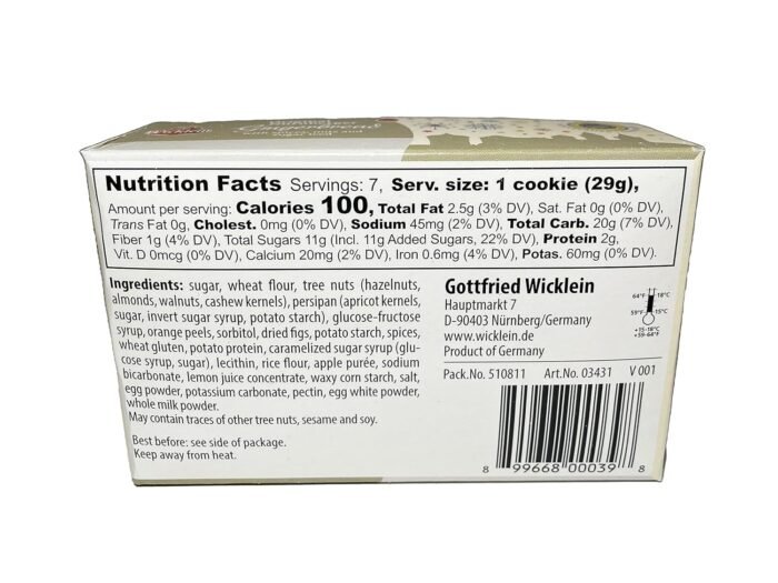 wicklein original nurnberger glazed gingerbread cookies nutrition facts Image