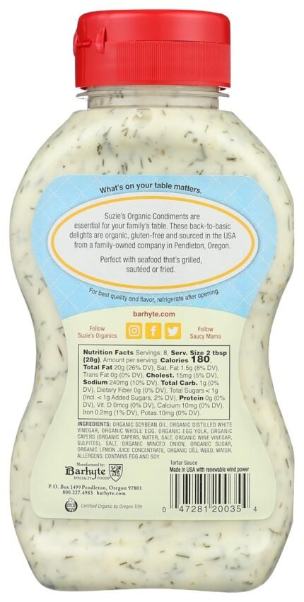 suzies tartar organic sauce detail image