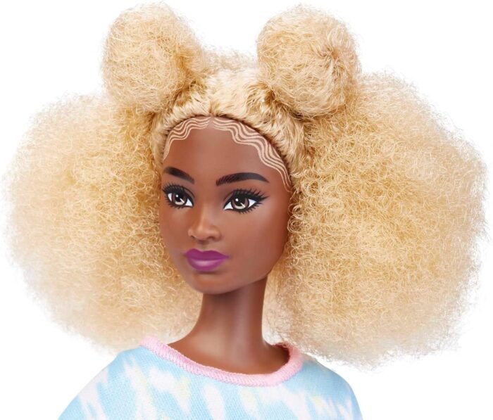 barbie fashionistas tall doll, blonde afro with side puffs image