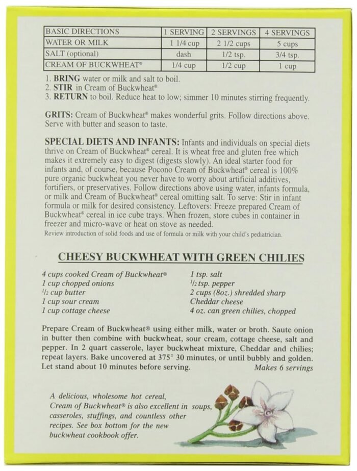 pocono gluten free buckwheat cereal pack details image