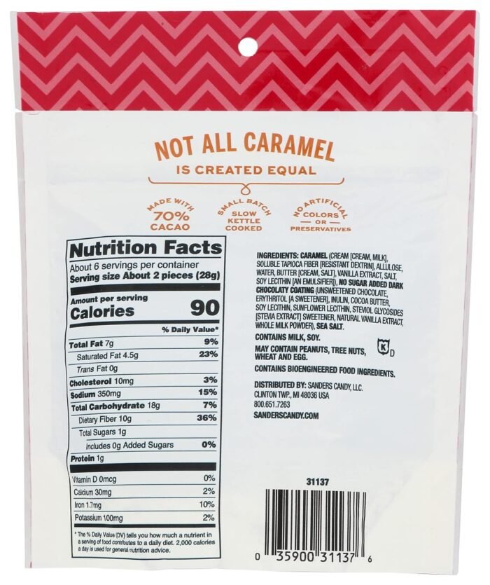 sanders dark chocolate sea salt caramel pack details image
