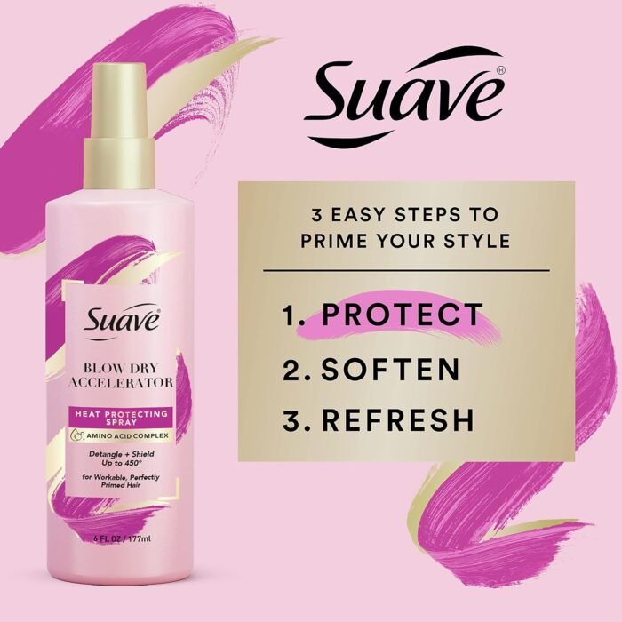 suave pink blow dry & heat protectant spray bottle image