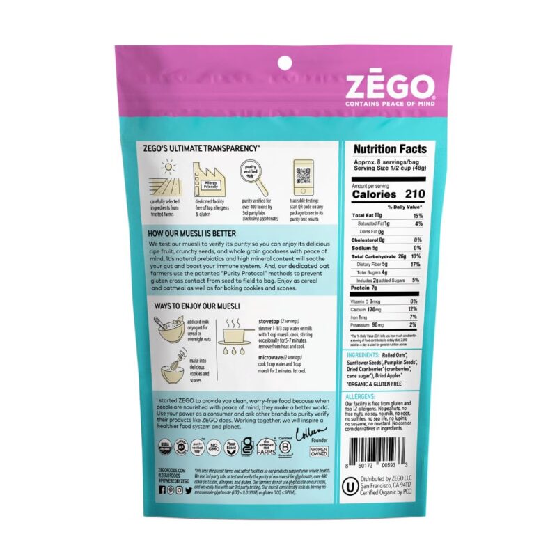 zego superfood oatmeal & muesli pack details image