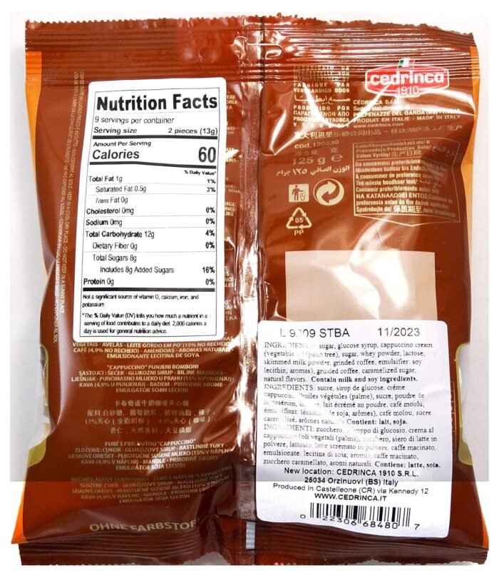 cedrinca cappuccino hard candies pack details image