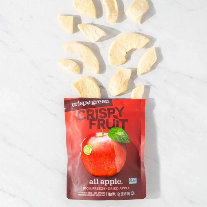 crispy green freeze dried apple slices pack detail image