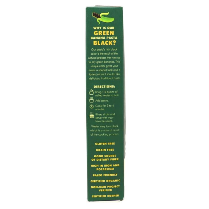 solely organic green banana fusilli pasta pack detail image