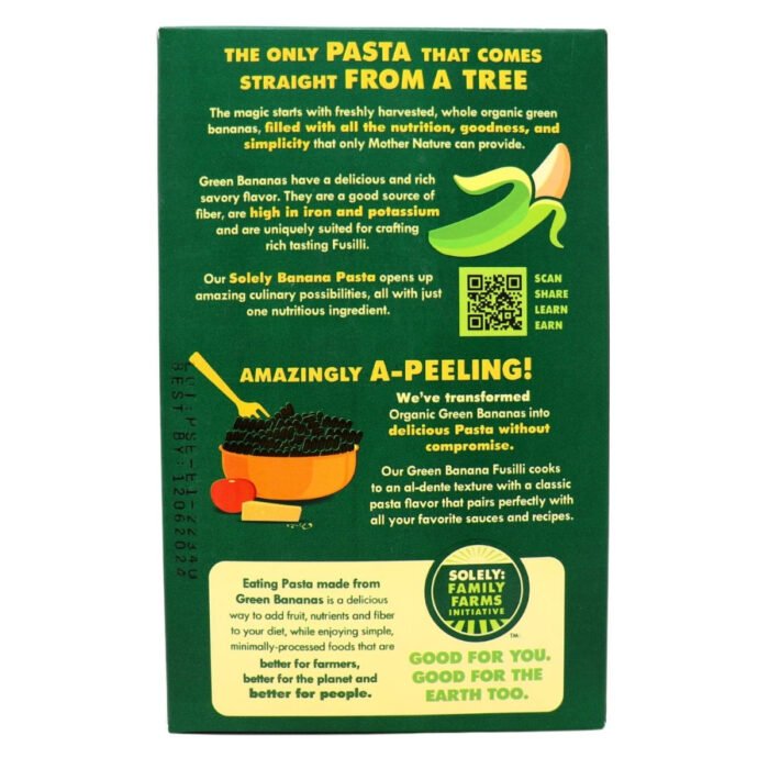 solely organic green banana fusilli pasta pack detail image