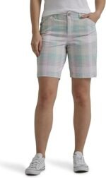 lee womens chino bermuda shorts muted rainbow plaid image