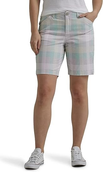 lee womens chino bermuda shorts muted rainbow plaid image