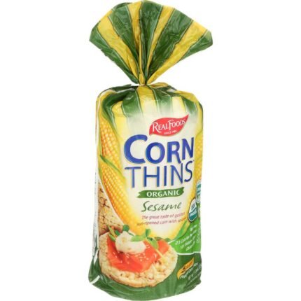 real foods organic sesame corn thins pack image