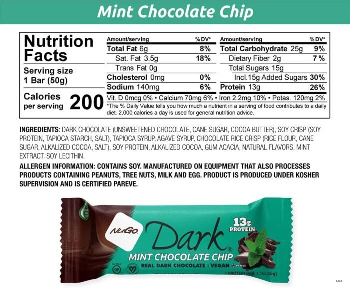 nugo dark mint chocolate chip bars pack image