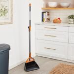 casabella quick easy broom and dustpan gray orange image