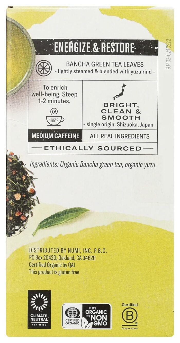 numi organic yuzu citrus green tea bags image