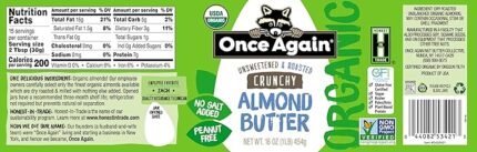 once again organic crunchy almond butter image