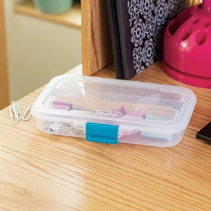 sterilite 8.5 inch small divided plastic storage box white image