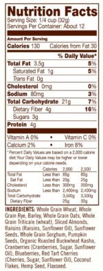 Bob's Red Mill Fruit & Seed Muesli Cereal Nutrition Facts