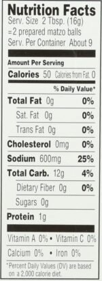 Manischewitz Matzo Ball Mix Nutrition Facts