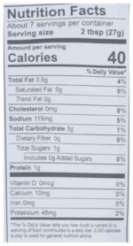 Kevin's Cilantro Lime Sauce Nutrition Facts