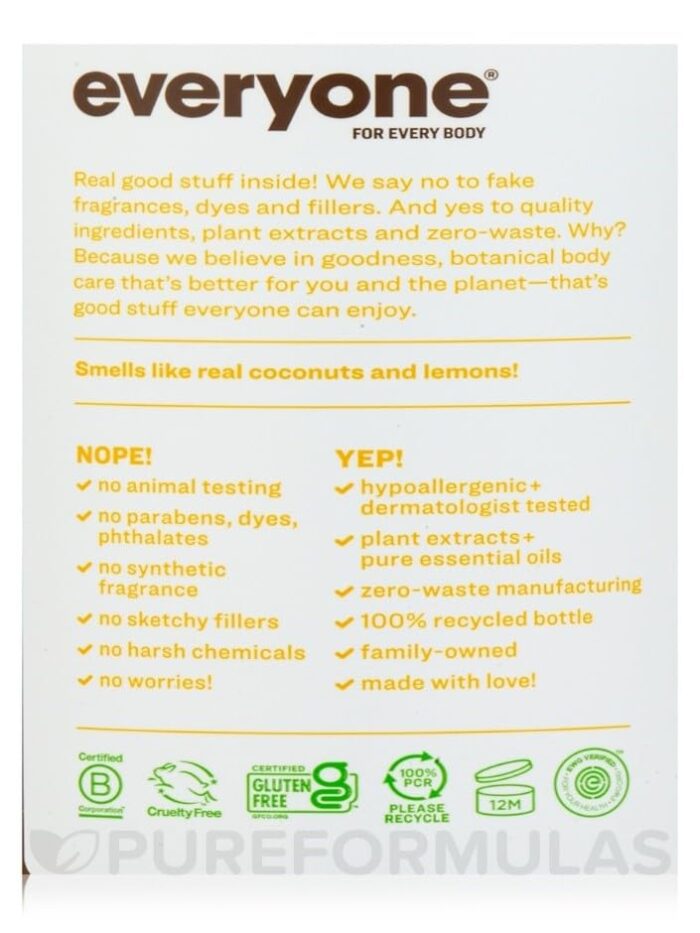 everyone coconut & lemon 3 in 1 lotion 32 oz vegan bottle image