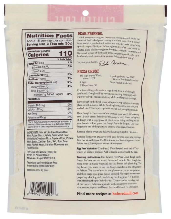 bobs red mill gluten free pizza crust mix pack image