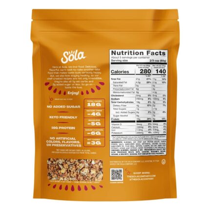 Sola Vanilla Almond Low Carb Granola Nutrition Facts